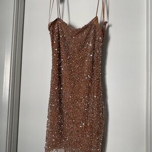 Retrofete Dionne Sequin Mini Dress in Brown